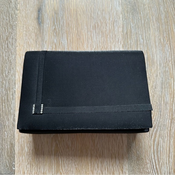 Vintage 80's Black Clutch with Rhinestones Formal Party Bridal - Picture 2 of 12